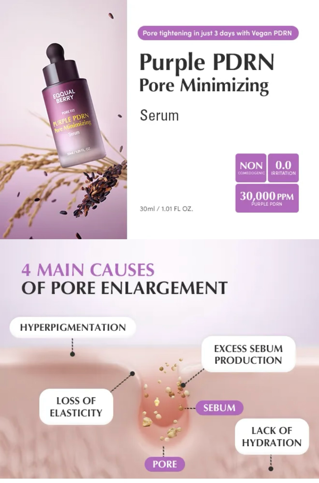 EQQUALBERRY  Purple PDRN Pore Minimizing Serum